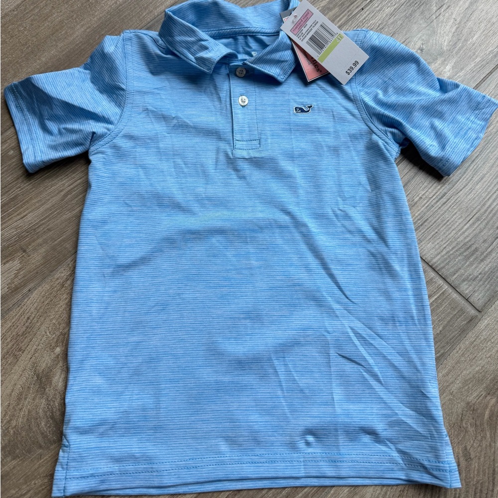 Vineyard Vines Boys' Sky Blue Striped Polo